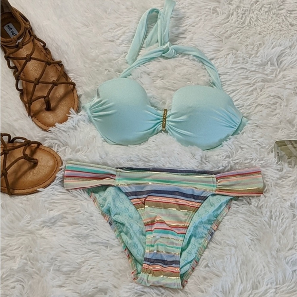 Victoria's Secret striped bandeau padded bikini
